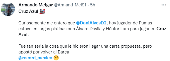 Cruz Azul intentó y fracasó con Dani Alves. (@Armand_Mel91)