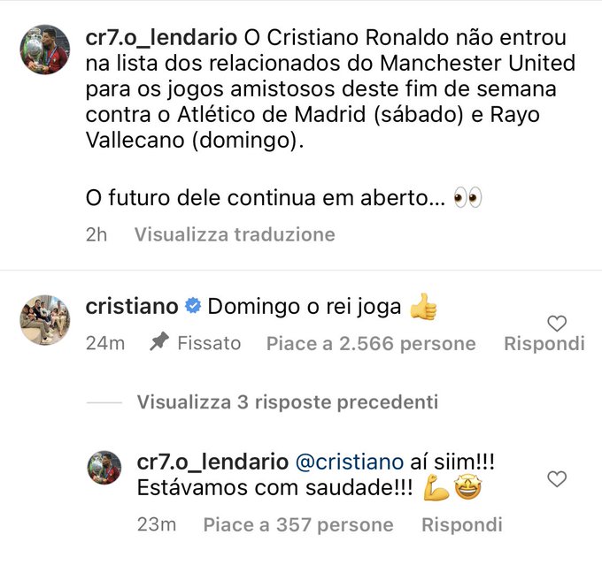 Cristiano Ronaldo jugará el domingo (Instagram @cristiano)