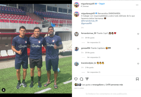 El post de Miguel Araujo en su cuenta de Instagram.