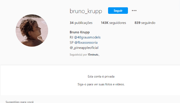 Bruno Krupp fechou as suas redes sociais - Foto: Instagram