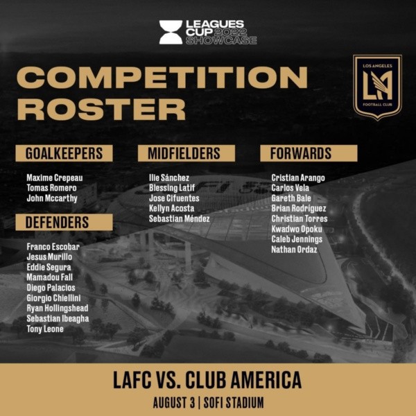 La convocatoria de LAFC para la Leagues Cup 2022 (Foto: Twitter Leagues Cup)