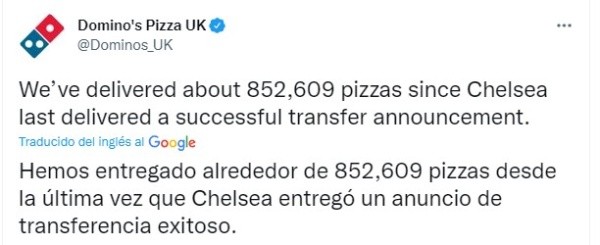 Domino´s y su tweet sobre Chelsea.
