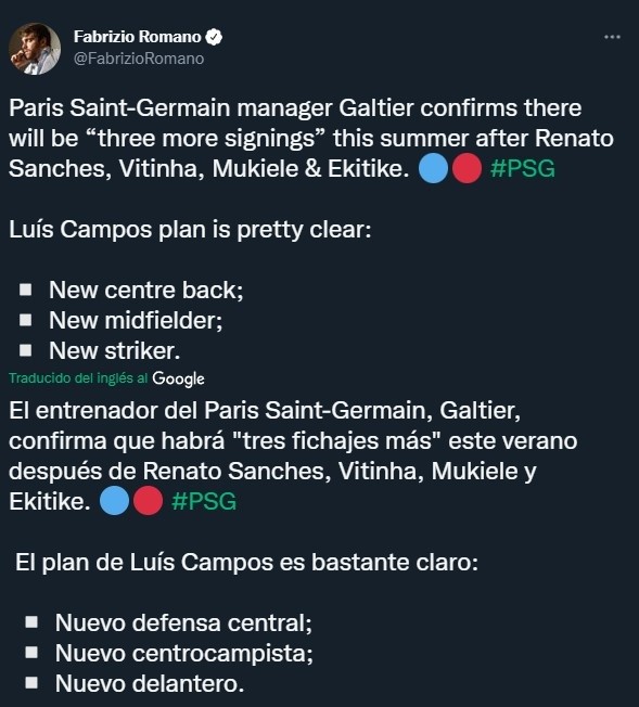 PSG buscará reforzarse con tres fichajes más