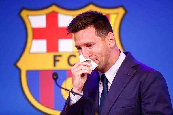 Lionel Messi en su despedida del Barcelona: Getty 