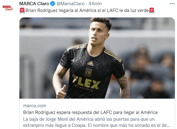 Brian Rodríguez, a la espera de la decisión de LAFC. (@MarcaClaro)