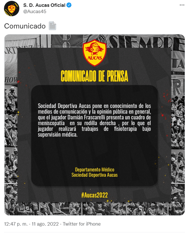 Se molestó Damián Frascarelli arremete contra Aucas