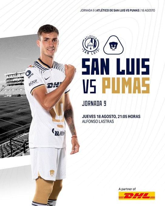 Pumas visitará a Atlético San Luis por la jornada nueve. @PumasMX