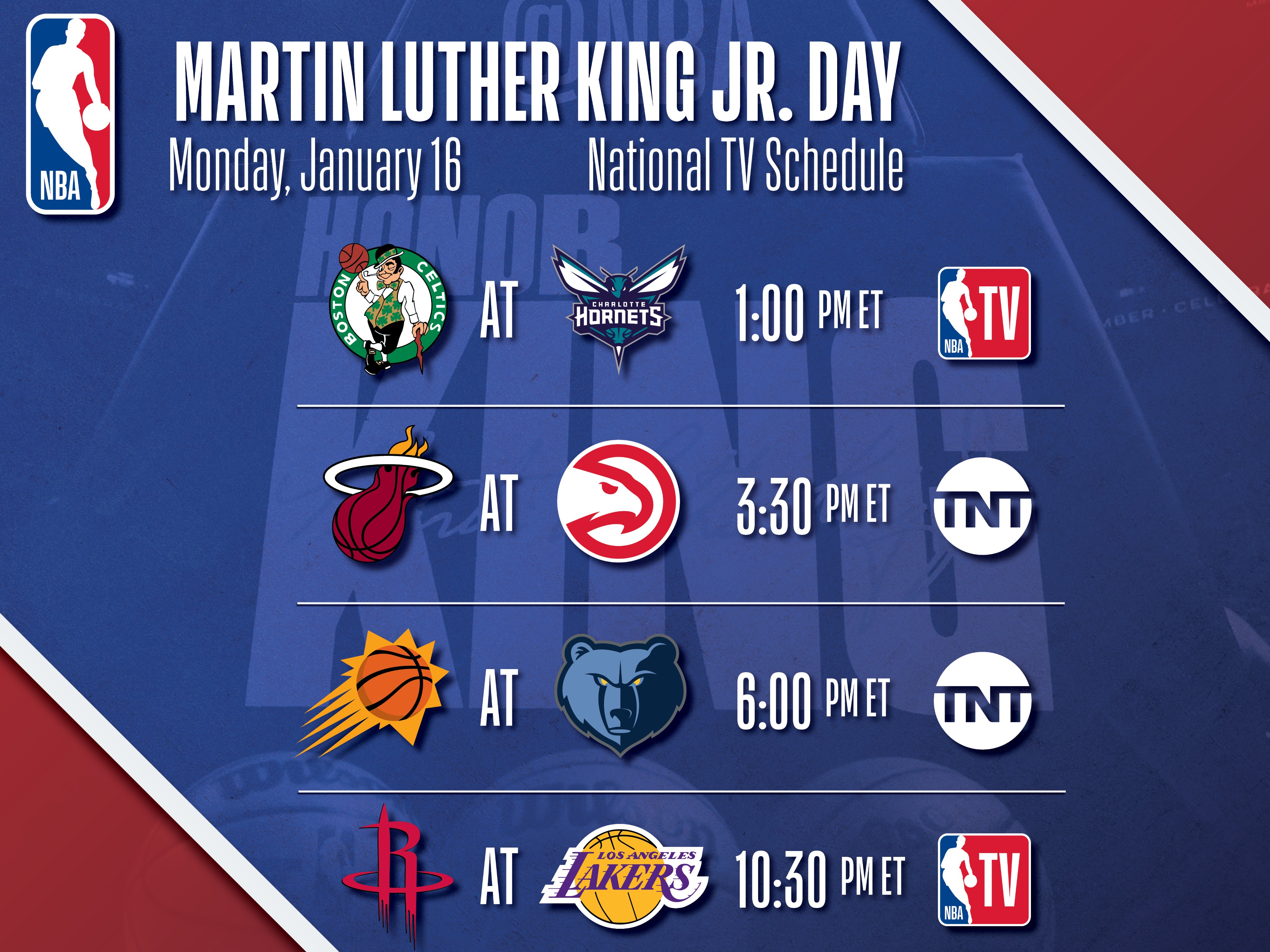 Los partidos de NBA en el Martin Luther King Jr. Day (Foto: @NBAPR).