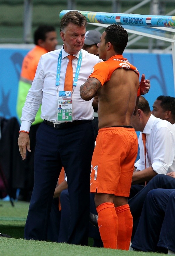 Memphis y Van Gaal, en Brasil 2014 (Getty Images)