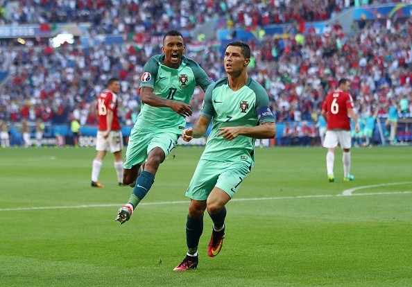 Nani y Ronaldo en Portugal. Getty.