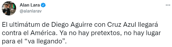 Aguirre tendría ultimátum en Cruz Azul. (@alanlarav)