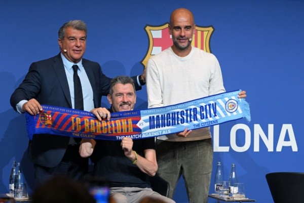 Juan Carlos Unzué - Joan Laporta y Pep Guardiola (Getty)