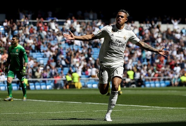 Mariano en festejo de gol con Real Madrid. Getty.