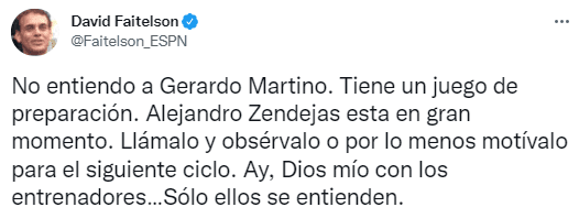 Faitelson reclama exclusión de Alejandro Zendejas. (@Faitelson_ESPN)