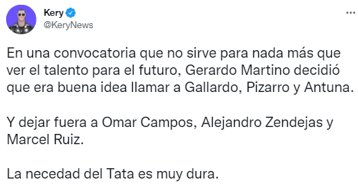 Críticas ante la lista del Tata para el amistoso. (@KeryNews)