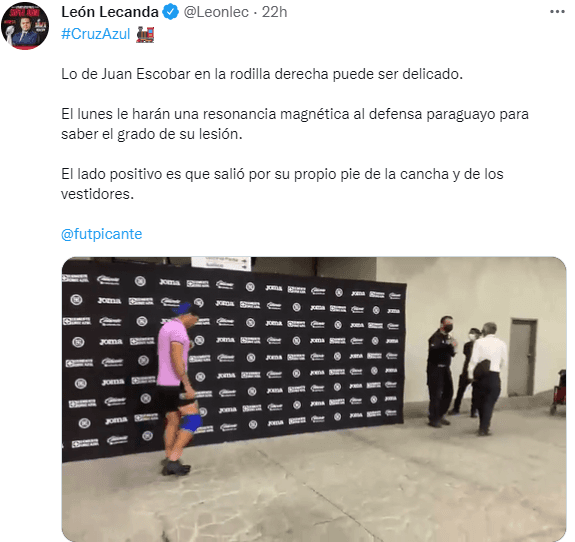 Juan Escobar causa preocupación en Cruz Azul. (@Leonlec)