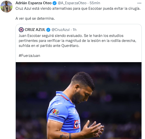 Juan Escobar podría no ser operado. (@A_Espazaoteo)