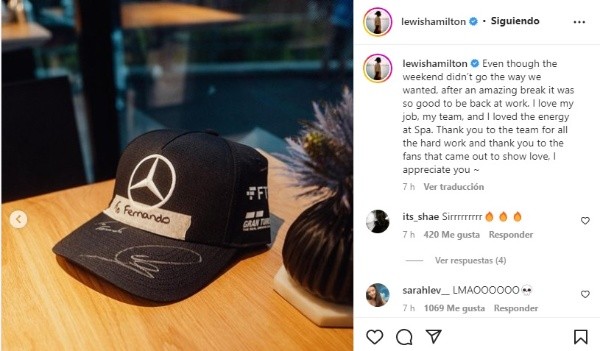 Foto: IG / Lewis Hamilton