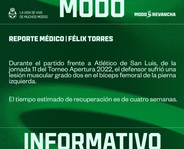 Imagen del Twitter de Santos Laguna