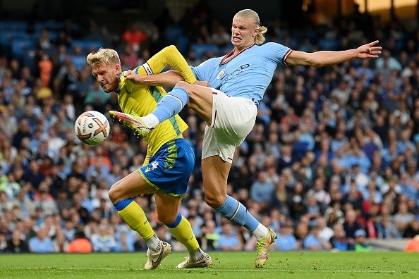 Momento del primer gol de Haaland. Getty.