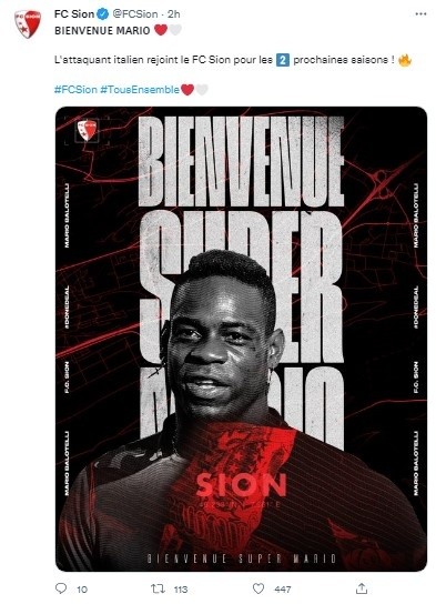 Fuente: Twitter Oficial Sion (@FCSion)