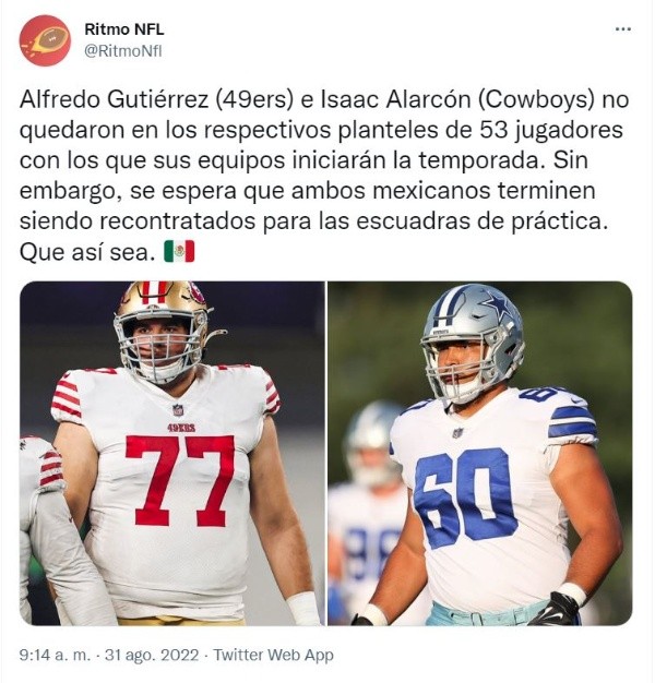 Alfredo Gutiérrez se queda con San Francisco 49ers