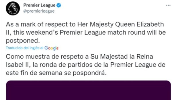 postergó la fecha: el comunicado de la Premier League la muerte de la Reina Isabel II