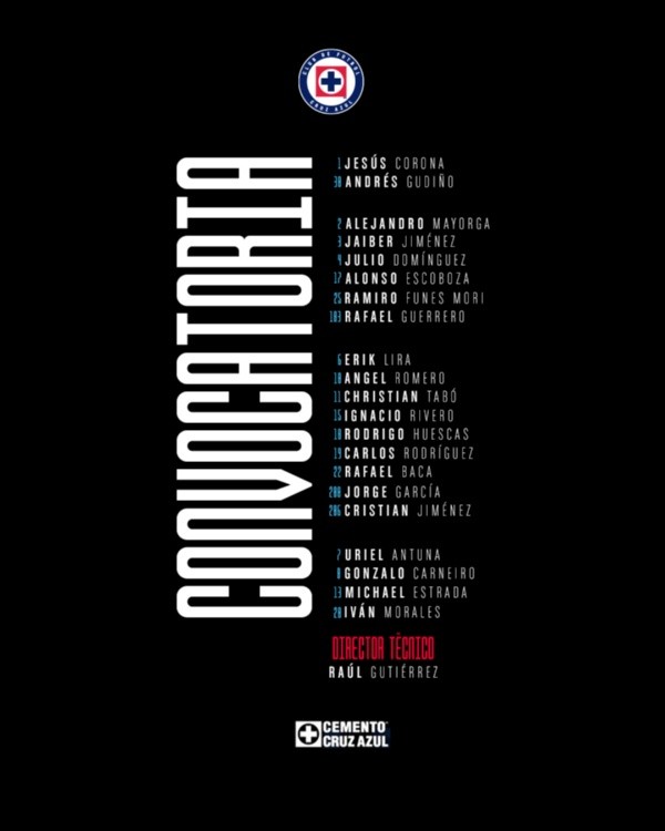 Convocados de Cruz Azul (Twitter Cruz Azul)