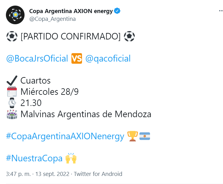 Oficial: Boca tiene fecha para jugar por la Copa Argentina.