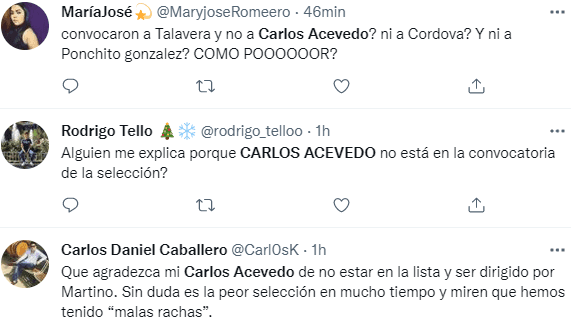 Afición pide por Carlos Acevedo en Twitter.