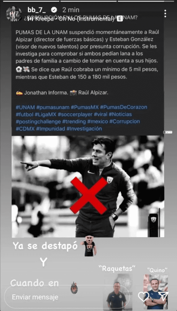 Bautista apuntó a las fuerzas básicas de Chivas. (@bb_7_)