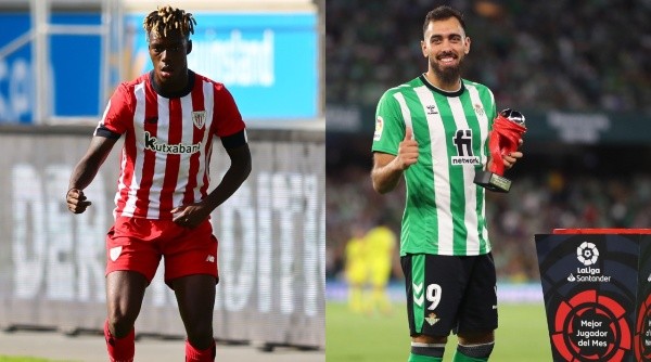 Nico Williams de Athletic Club y Borja Iglesias de Real Betis
