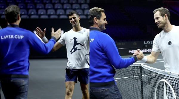 Federer y sus saludos con Djokovic y Murray (Getty Images)