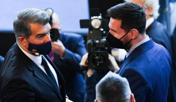 Lionel Messi y Joan Laporta: Getty