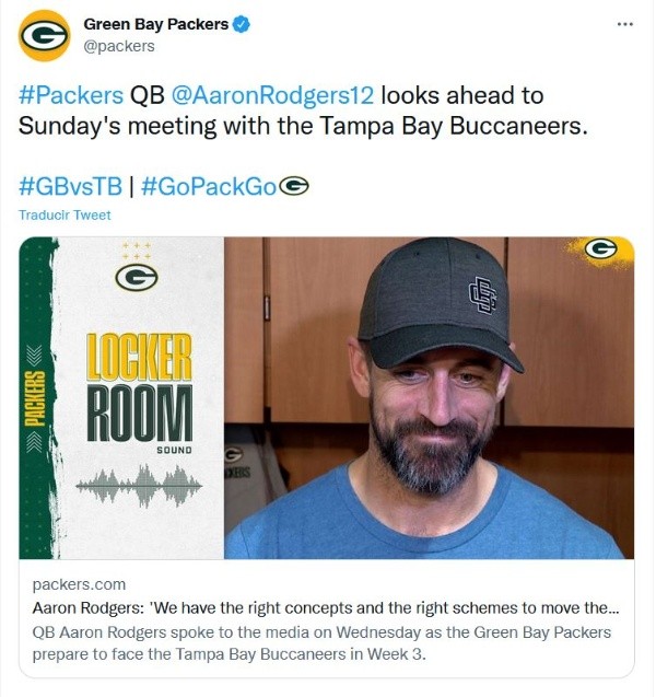 Twitter: @Packers