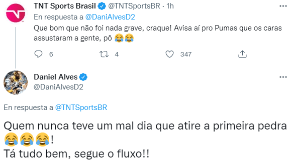 Dani Alves desmiente su lesión. (@DaniAlvesD2)