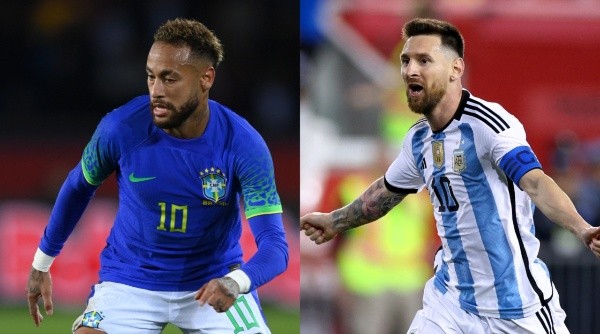 Neymar y Messi, figuras de Brasil y Argentina (Getty Images)