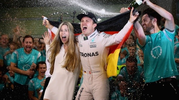 Uno de los momentos más importantes en la pareja que, desde hace años, forman Sibold y Rosberg (Getty Images)