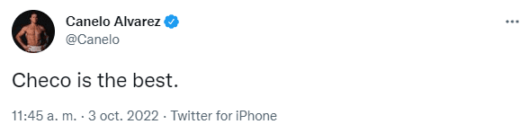 Mensaje de Saúl Álvarez para Sergio Pérez. (@Canelo)
