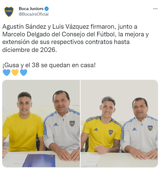 Boca mejora los sueldos y extiende los contratos de Sández y Vázquez.