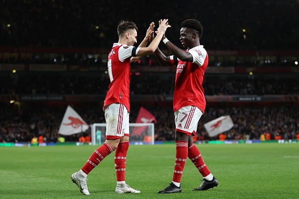 Arsenal en festejo de gol. Getty.