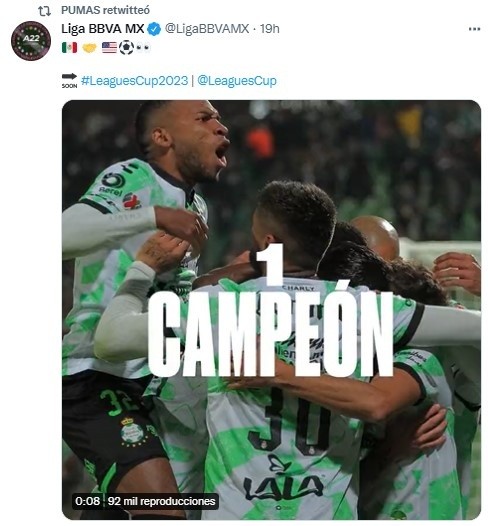 Pumas promocionó en Twitter la Leagues Cup 2023.