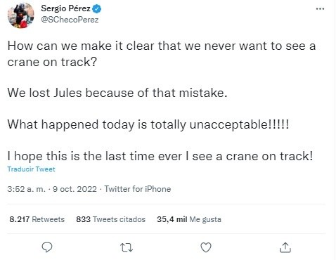 Foto: TW / Sergio Pérez