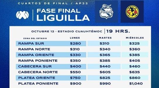 Boletos para Puebla – América. (Puebla Oficial)
