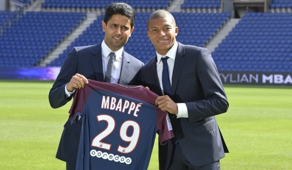 Nasser Al-Khelaifi y Kylian Mbappé: Getty