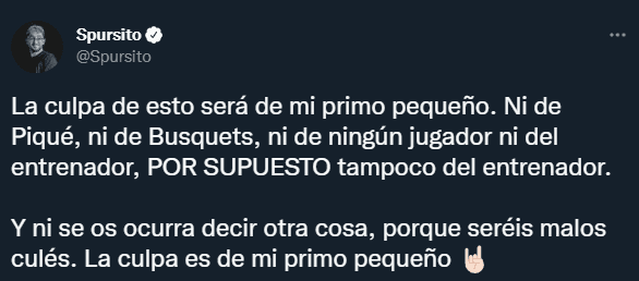 Spursito y sus irónicas palabras contra Xavi (Twitter @Spursito)