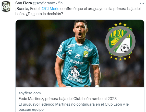 Fede Martínez es baja en León. (@Soyfiera)