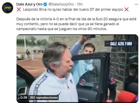 La palabra de Leopoldo Silva sobre el entrenador de Pumas, en la cuenta de Twitter de Dale Azul y Oro