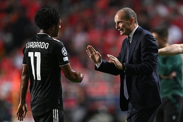 Cuadrado y Allegri, y un partido para el olvido. Getty.