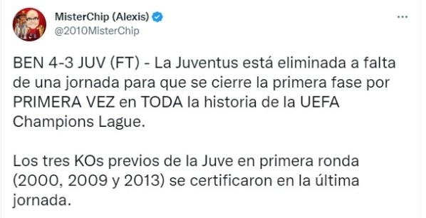 Dato de Míster Chip. Twitter.